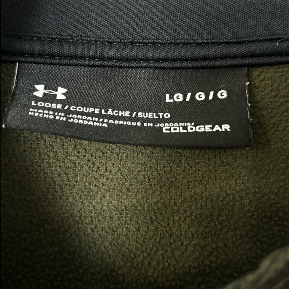 Under Armour Men’s Heathered Forest Green Cold Gear 1/4 Zip Fleece Pullover - L - Picture 3 of 9